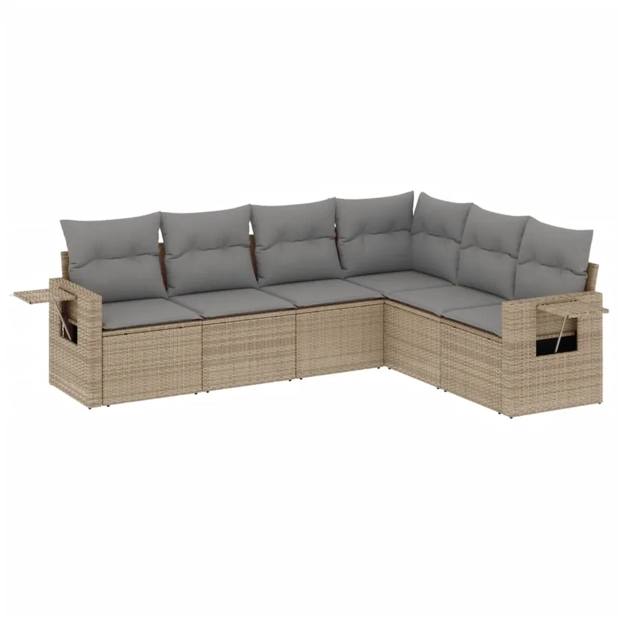 Salon de jardin avec coussins 6 pcs beige résine tressée - 2