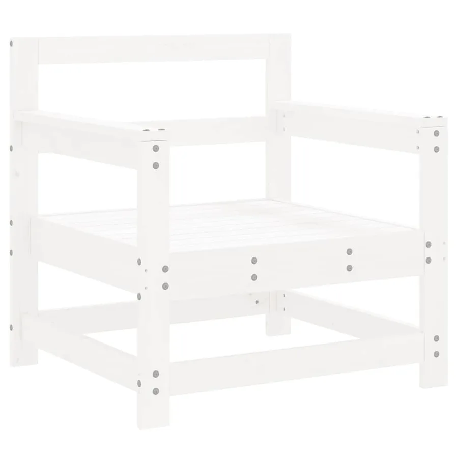 Salon de jardin 7 pcs Blanc Bois de pin massif - 5