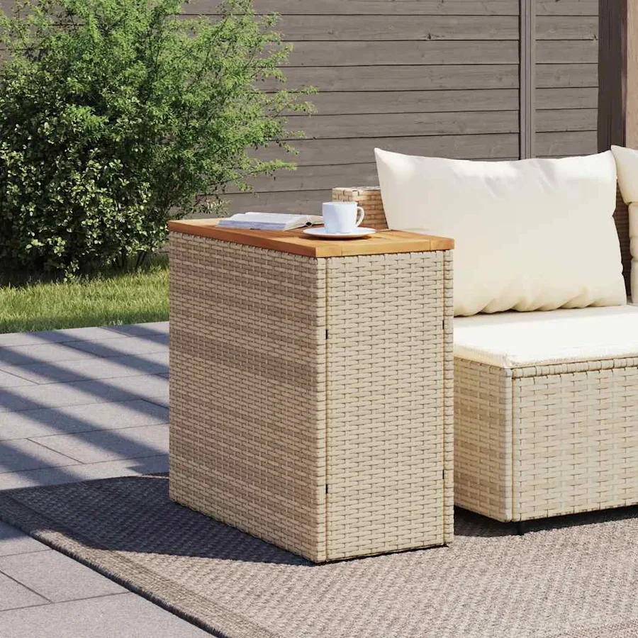Table d'appoint de jardin dessus en bois beige 58x27,5x55 cm - 3