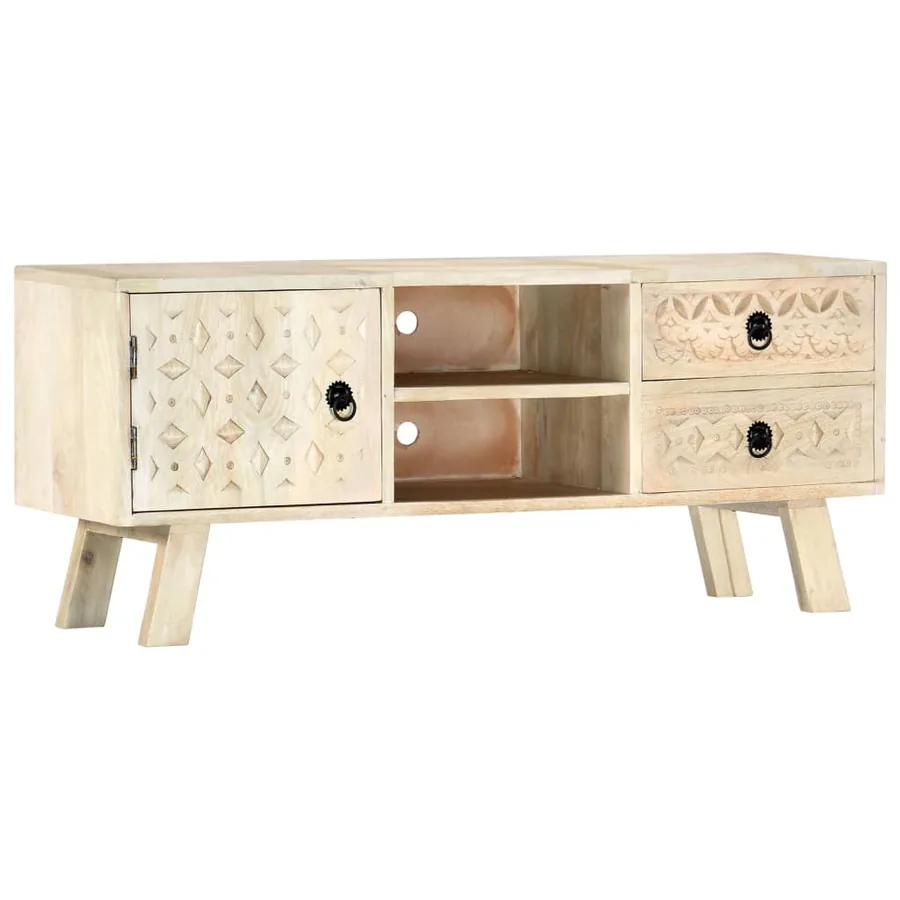 Meuble TV 110x30x44 cm Bois massif de manguier - 11