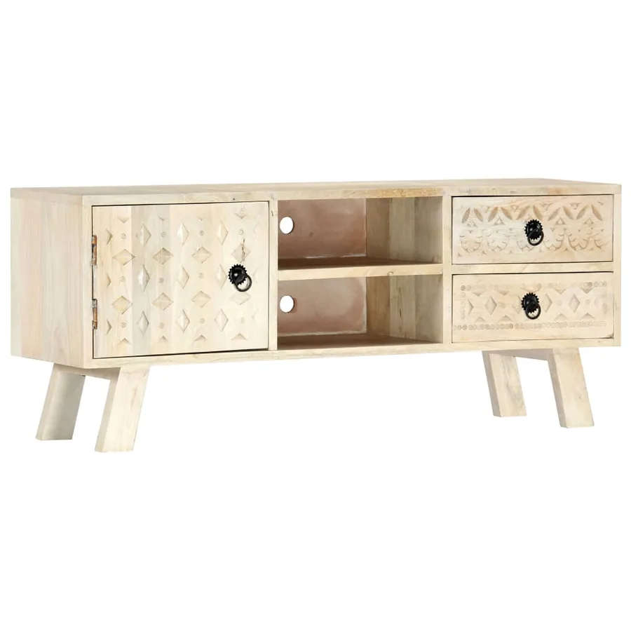 Meuble TV 110x30x44 cm Bois massif de manguier - 13