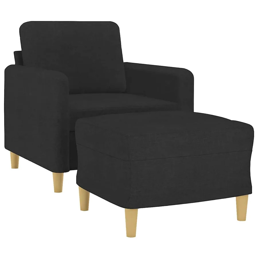 Fauteuil avec repose-pied Noir 60 cm Tissu - 3