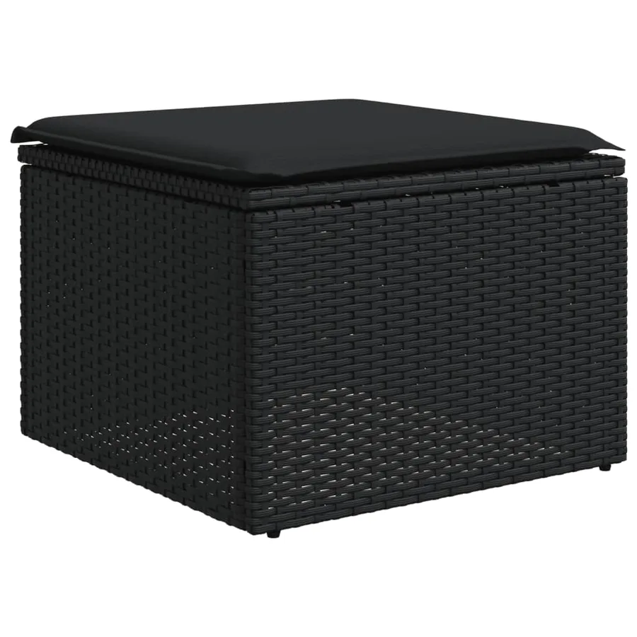 Salon de jardin 8 pcs avec coussins noir résine tressée - 5