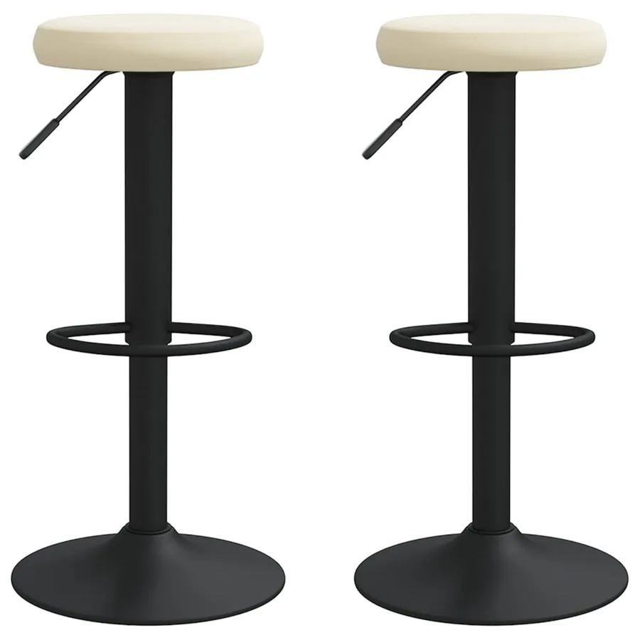 Tabourets de bar lot de 2 crème velours - 2