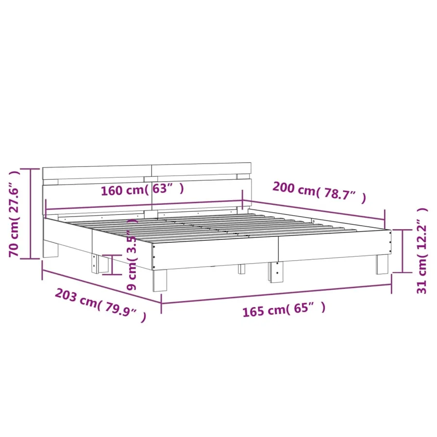 Cadre de lit sans matelas blanc 160x200 cm - 10