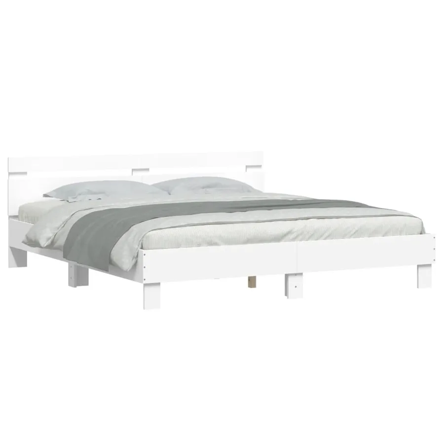 Cadre de lit sans matelas blanc 160x200 cm - 4