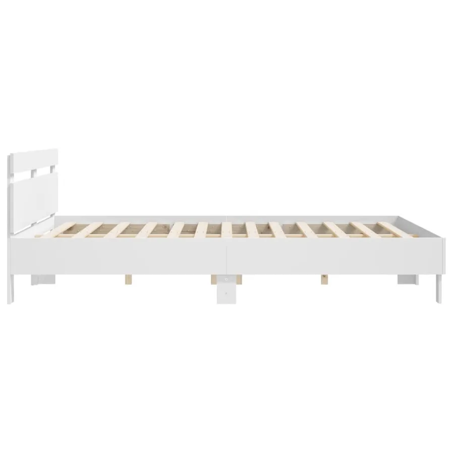 Cadre de lit sans matelas blanc 160x200 cm - 6