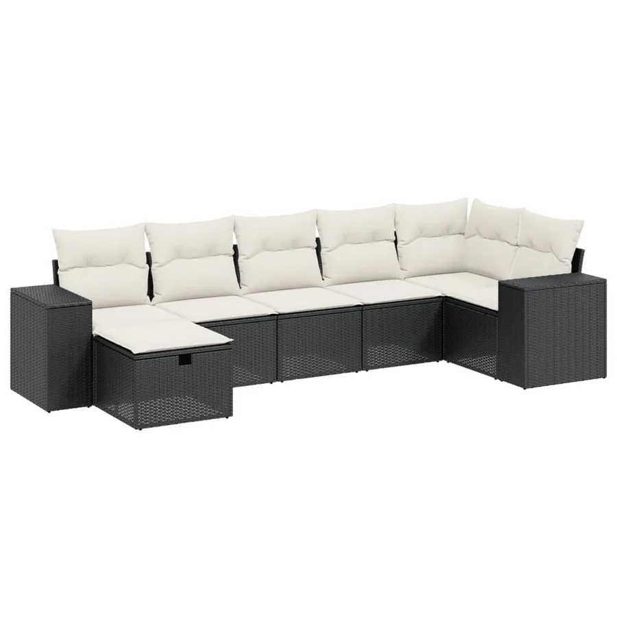 Salon de jardin 7 pcs avec coussins noir résine tressée 62 x 62 x 69 cm - 57,4 kg - 2