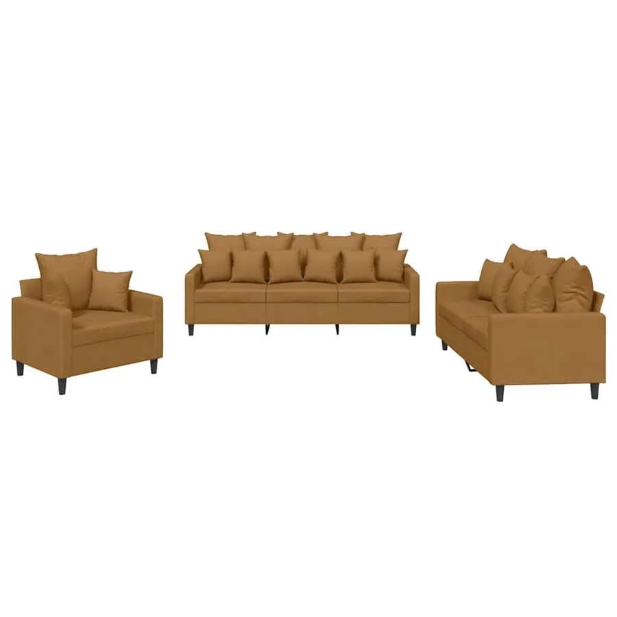 Ensemble de canapés 3 pcs avec coussins Marron Velours - 2