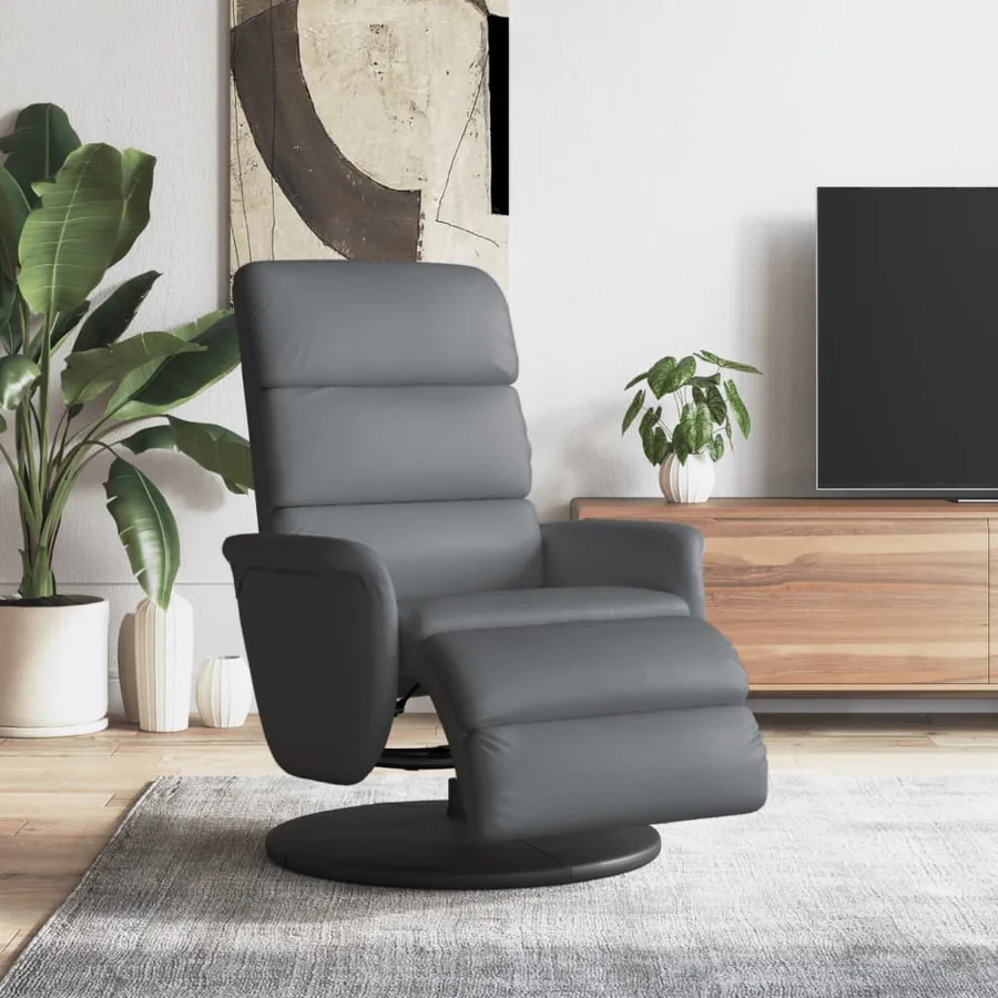 Fauteuil inclinable avec repose-pieds gris similicuir