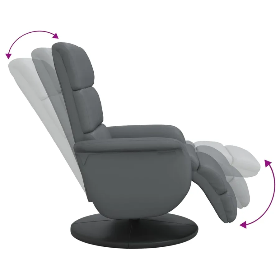 Fauteuil inclinable avec repose-pieds gris similicuir - 6