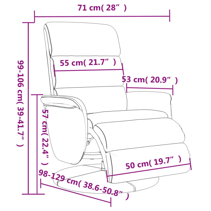 Fauteuil inclinable avec repose-pieds gris similicuir - 9