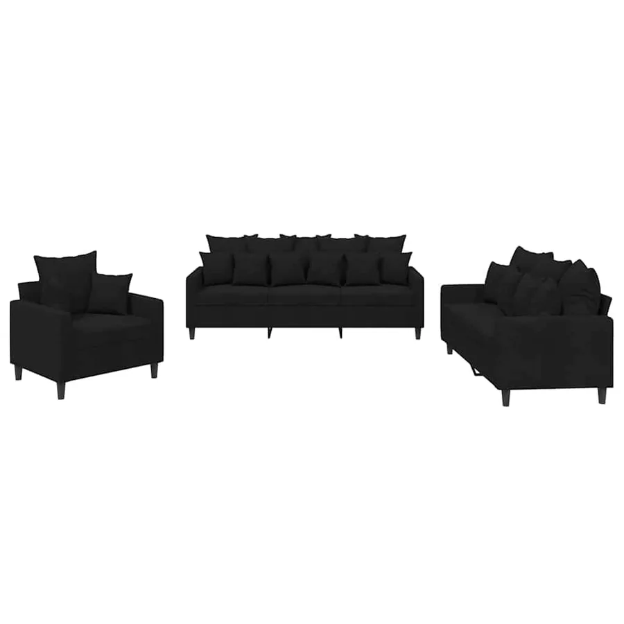Ensemble de canapés 3 pcs avec coussins Noir Velours - 2