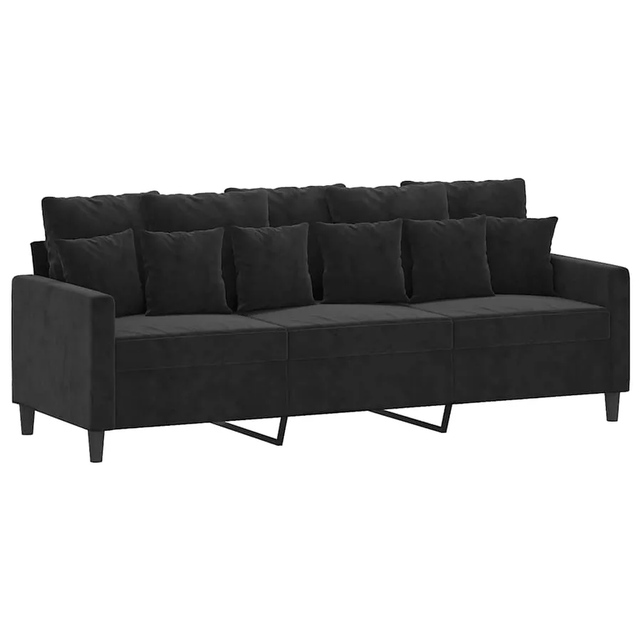 Ensemble de canapés 3 pcs avec coussins Noir Velours - 5