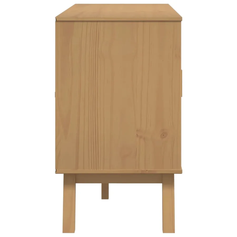 Buffet OLDEN gris et marron 114x43x73,5 cm bois massif de pin - 9