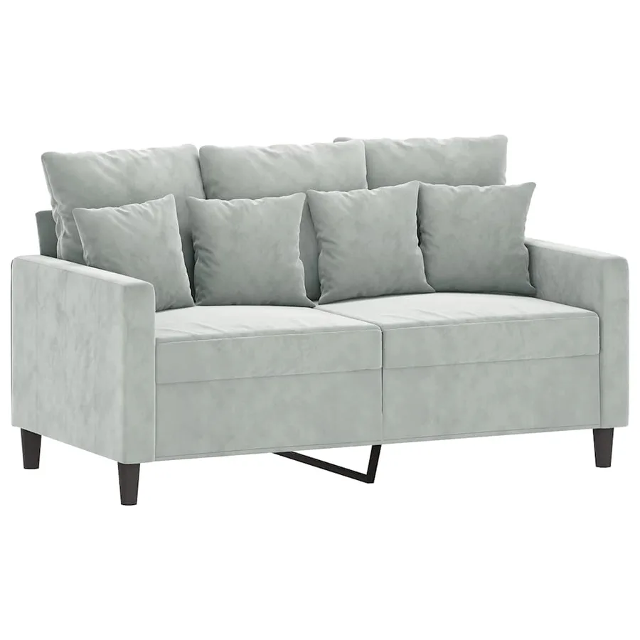 Canapé à 2 places Gris clair 120 cm Velours - 2