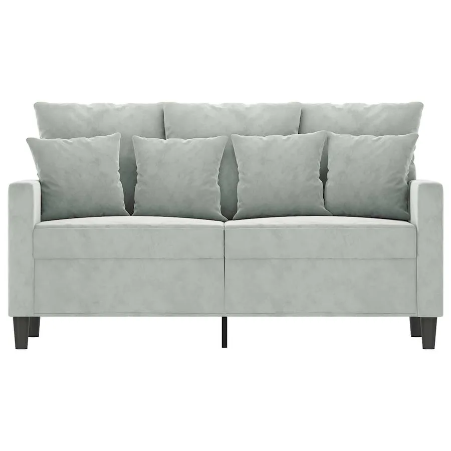 Canapé à 2 places Gris clair 120 cm Velours - 3