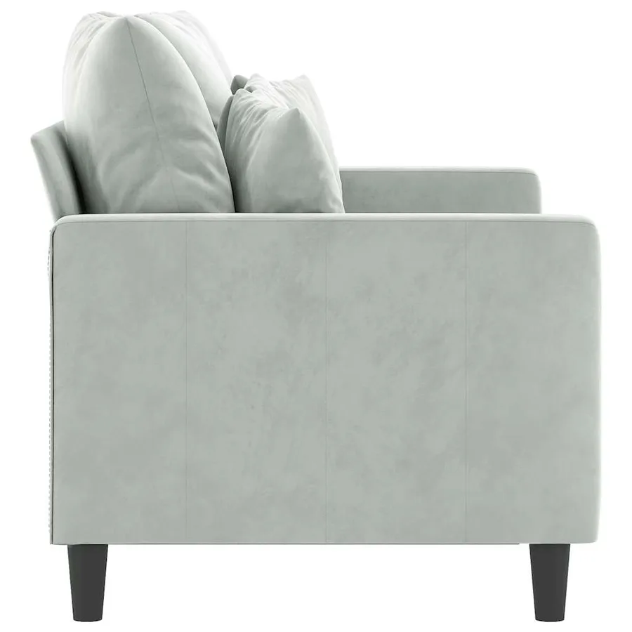 Canapé à 2 places Gris clair 120 cm Velours - 4