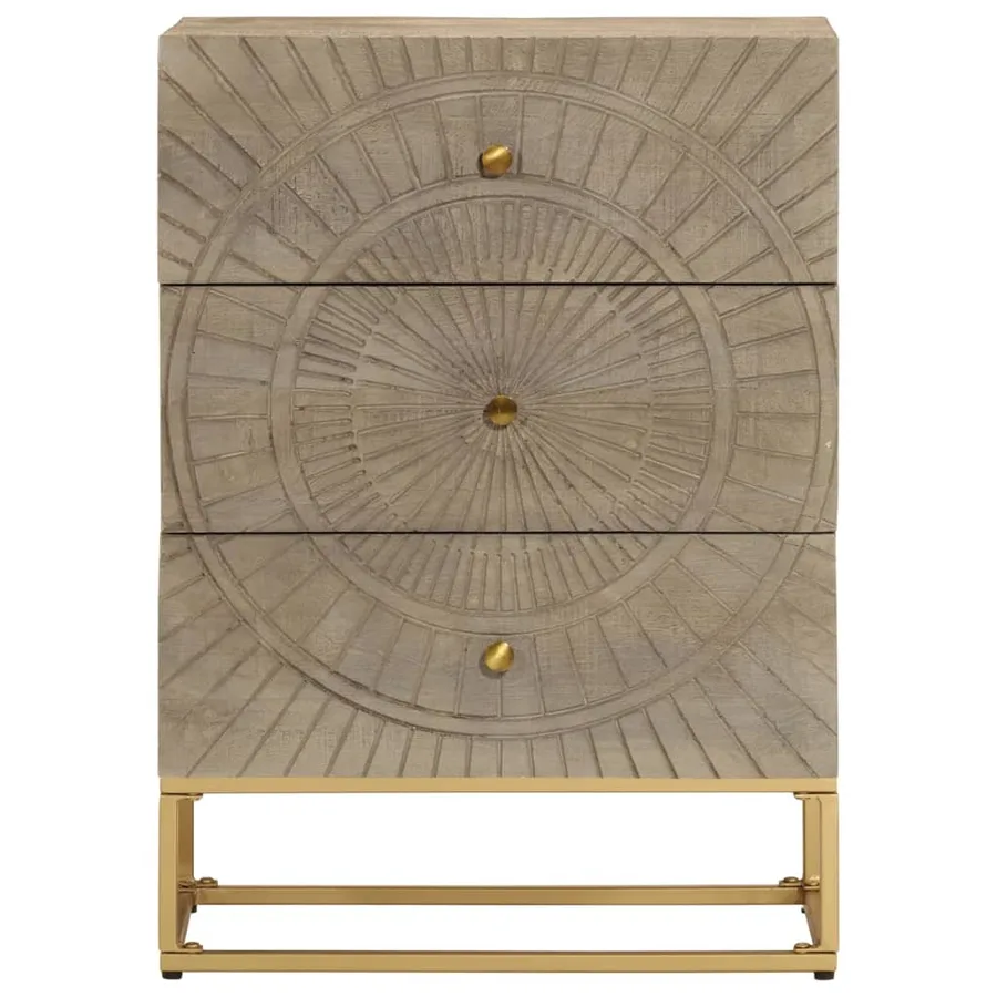 Commode 55x30x76 cm bois massif de manguier et fer - 3