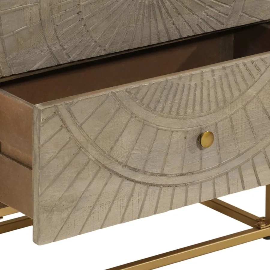 Commode 55x30x76 cm bois massif de manguier et fer - 7