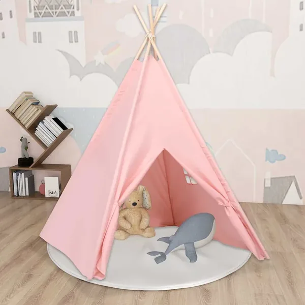 Tente tipi d'enfants avec sac Peau de pêche Rose 120x120x150 cm