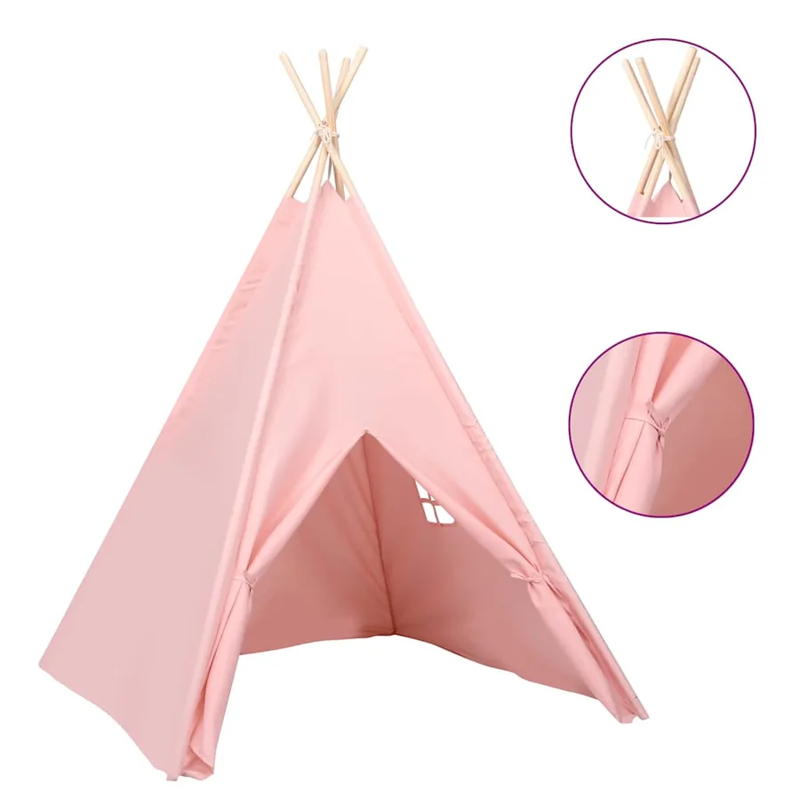 Tente tipi d'enfants avec sac Peau de pêche Rose 120x120x150 cm - 2