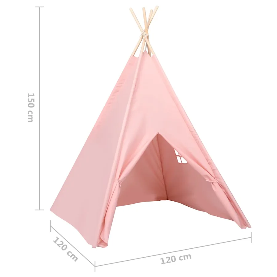 Tente tipi d'enfants avec sac Peau de pêche Rose 120x120x150 cm - 8