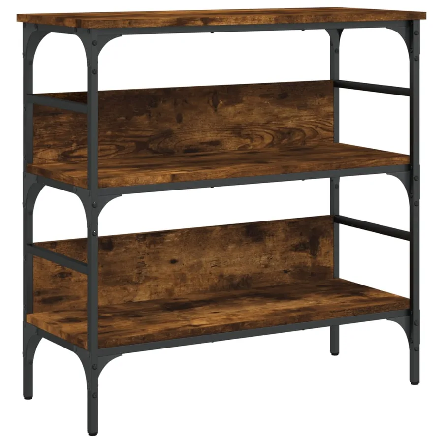 Table console chêne fumé 75x32x75 cm bois d'ingénierie - 2