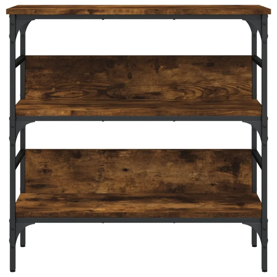Table console chêne fumé 75x32x75 cm bois d'ingénierie - 4