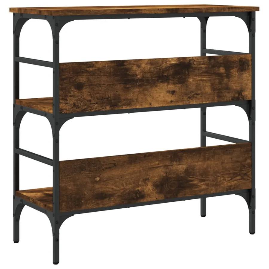 Table console chêne fumé 75x32x75 cm bois d'ingénierie - 5