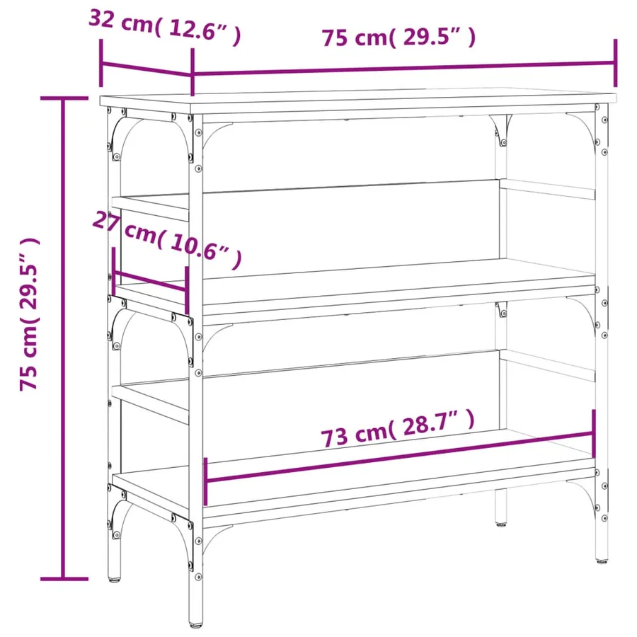 Table console chêne fumé 75x32x75 cm bois d'ingénierie - 8