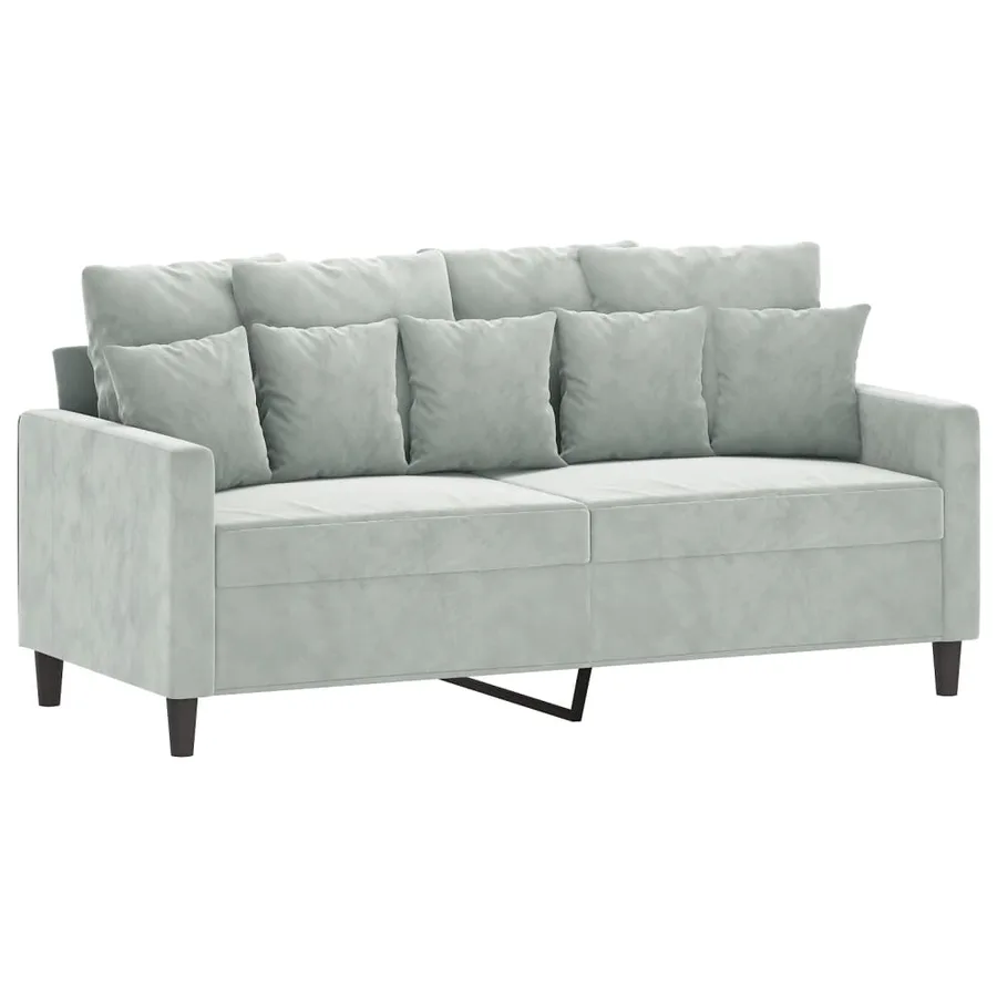 Ensemble de canapés 2 pcs avec coussins Gris clair Velours - 4