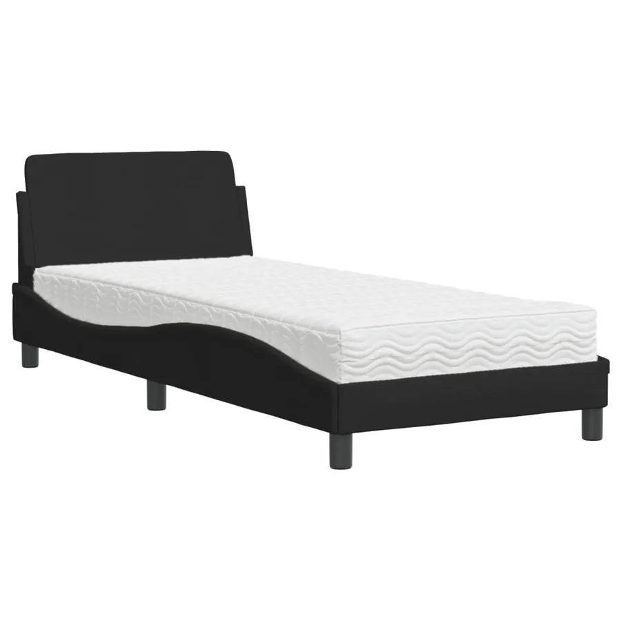 Lit avec matelas Dover noir 80x200 cm tissu - 2