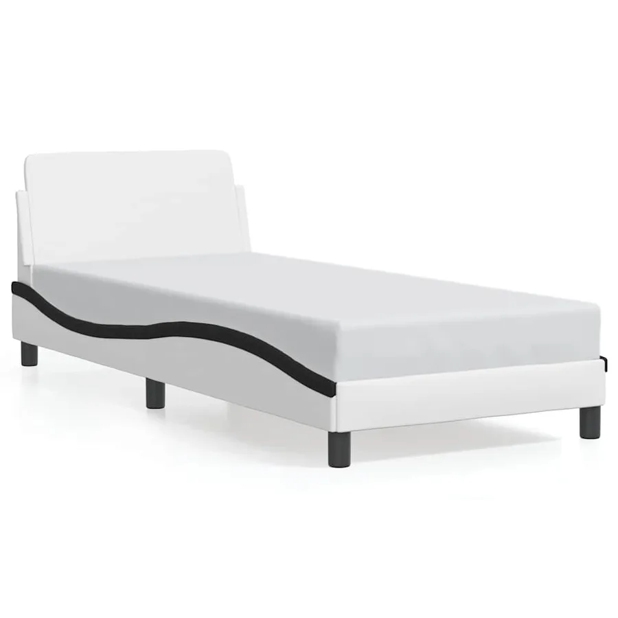 Cadre de lit Dover blanc et noir 80x200 cm similicuir - 2