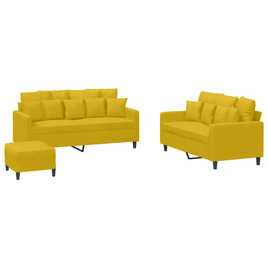 Ensemble de canapés 3 pcs avec coussins Jaune Velours - 2