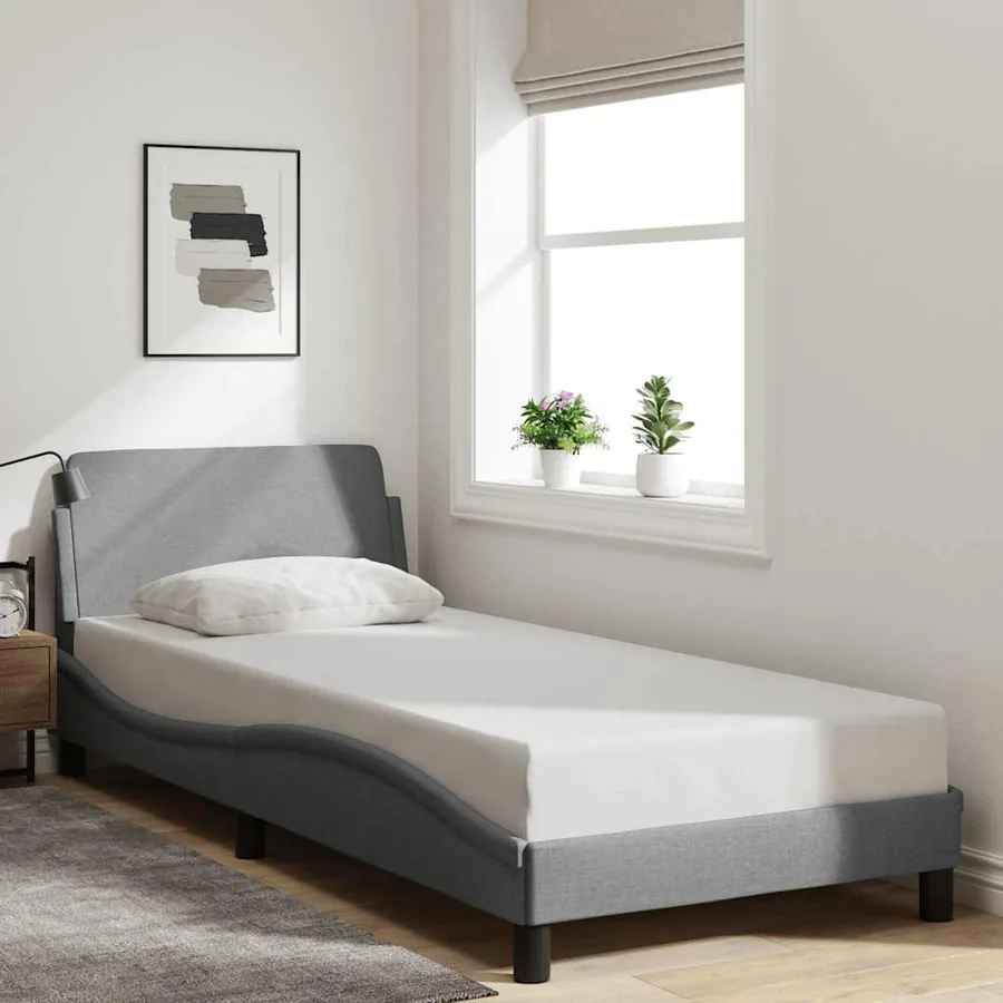 Cadre de lit Dover gris clair 80x200 cm tissu