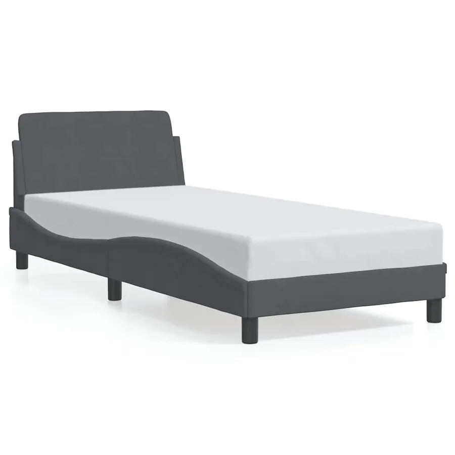 Cadre de lit Dover gris foncé 80x200 cm velours - 2