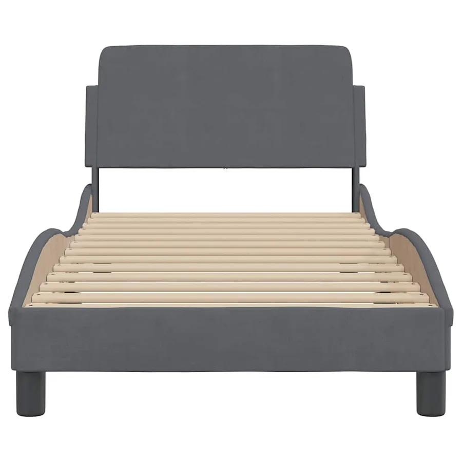 Cadre de lit Dover gris foncé 80x200 cm velours - 4