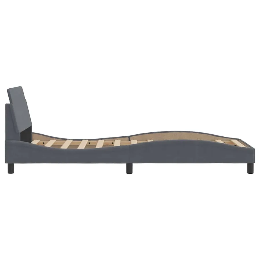 Cadre de lit Dover gris foncé 80x200 cm velours - 5