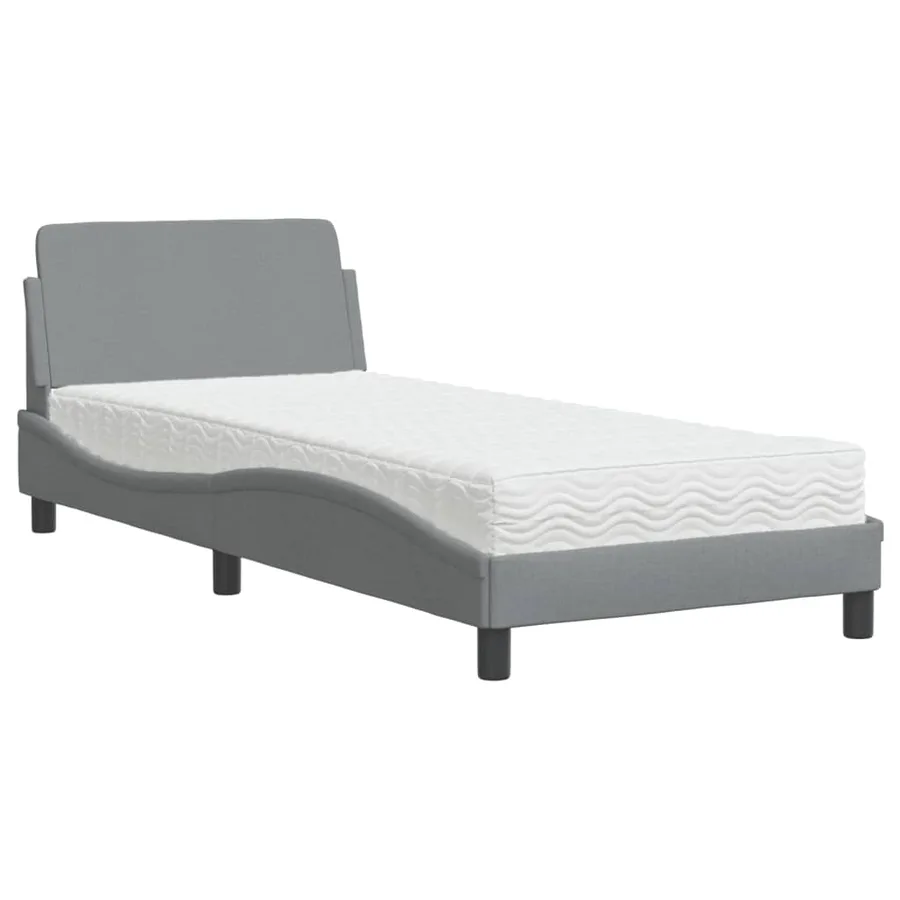 Lit avec matelas Dover gris clair 80x200 cm tissu - 2