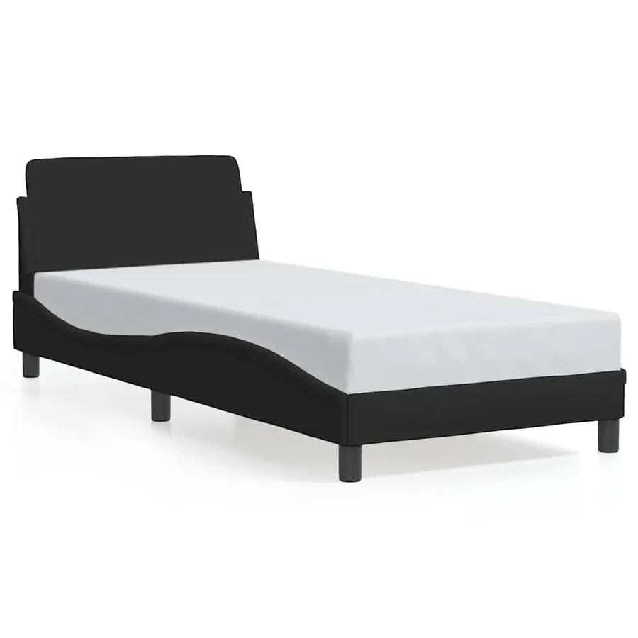 Cadre de lit avec tête de lit Dover noir 80x200 cm tissu - 2