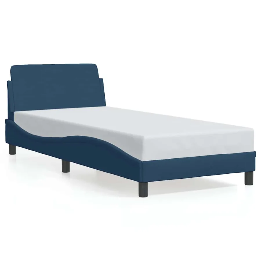 Cadre de lit avec tête de lit Dover bleu 80x200 cm tissu - 2