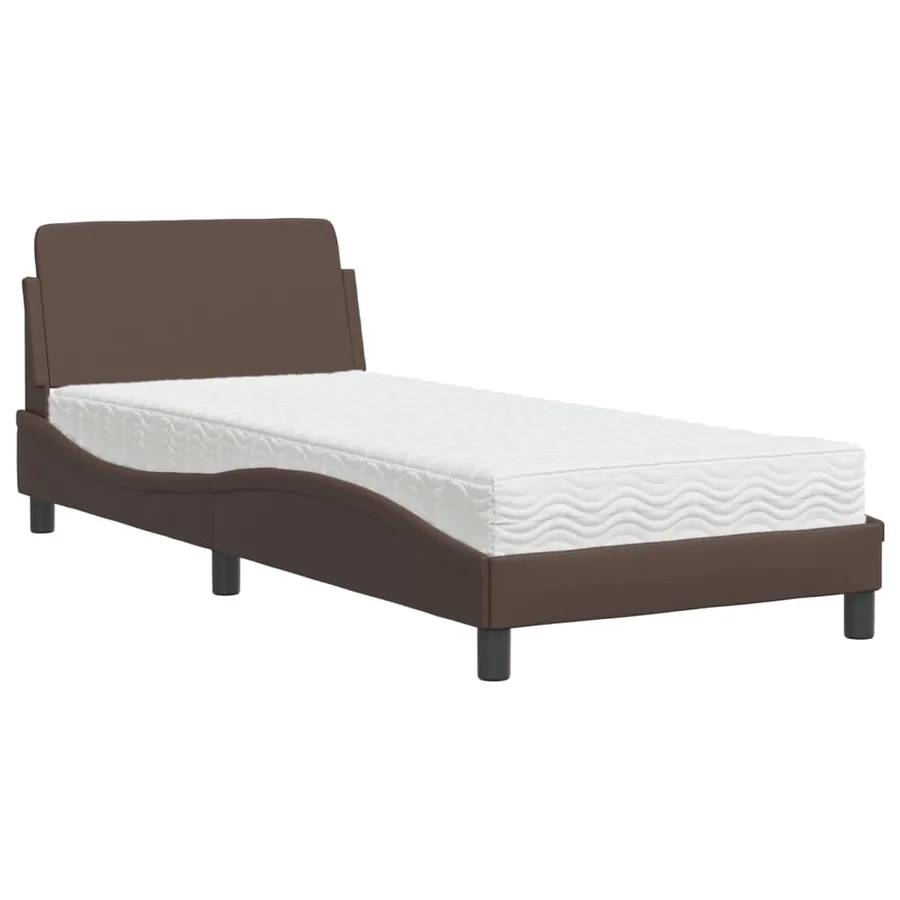 Lit avec matelas Dover marron 80x200 cm similicuir - 2