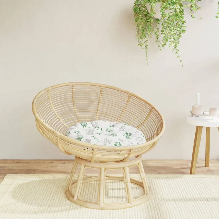 Coussin rond à motif de feuilles Ø 60 x11 cm tissu oxford
