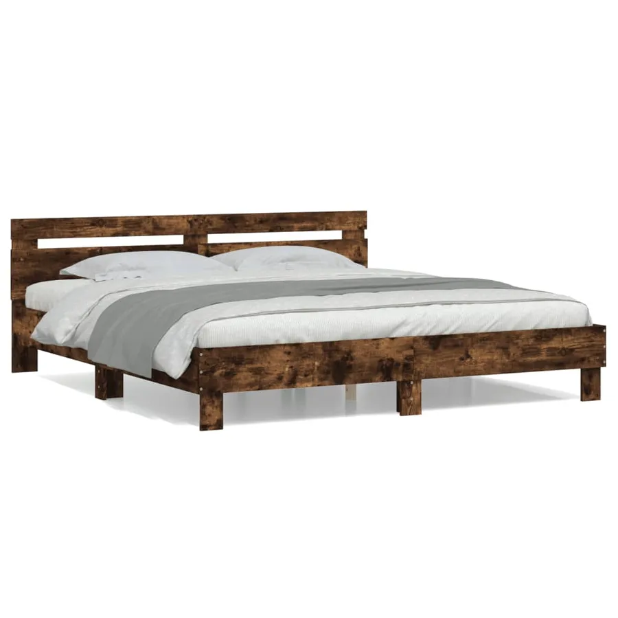 Cadre de lit sans matelas chêne fumé 200x200 cm - 2