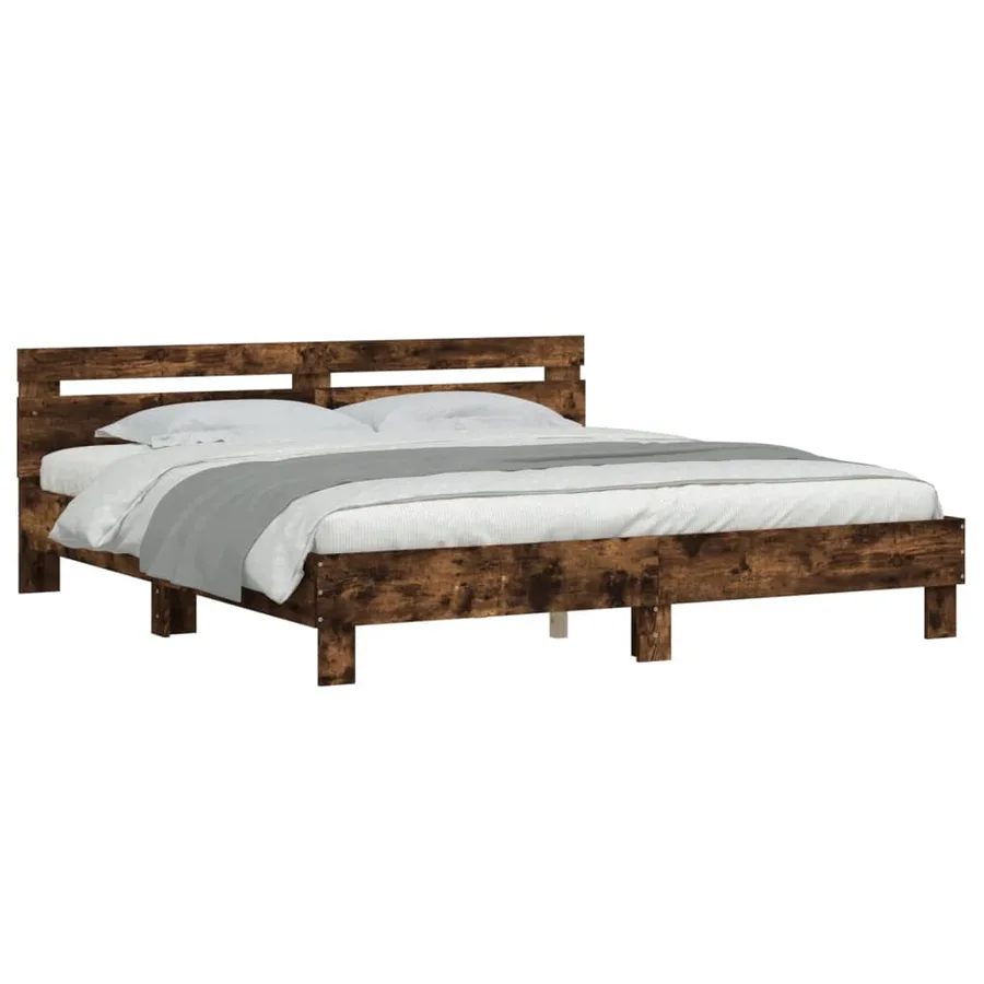 Cadre de lit sans matelas chêne fumé 200x200 cm - 3