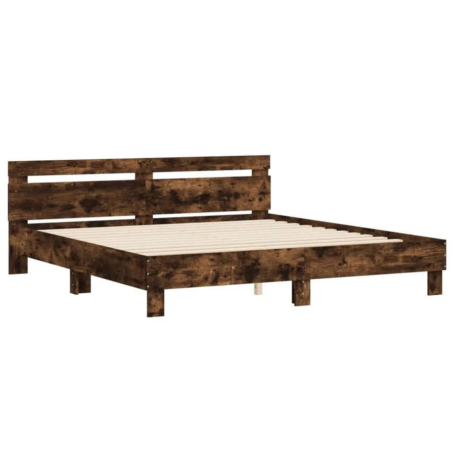 Cadre de lit sans matelas chêne fumé 200x200 cm - 4