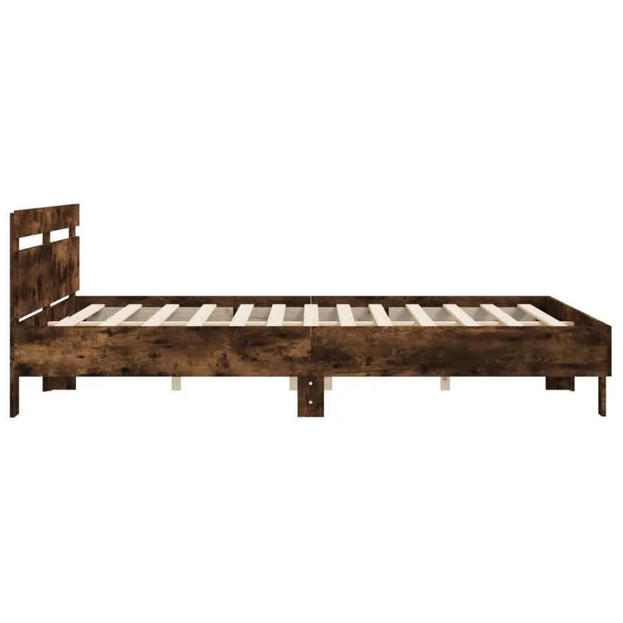 Cadre de lit sans matelas chêne fumé 200x200 cm - 6