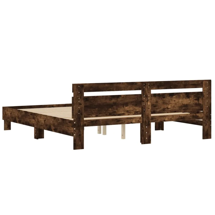 Cadre de lit sans matelas chêne fumé 200x200 cm - 7