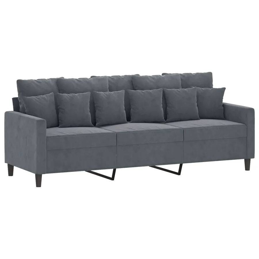 Ensemble de canapés 2 pcs avec coussins Gris foncé Velours - 4